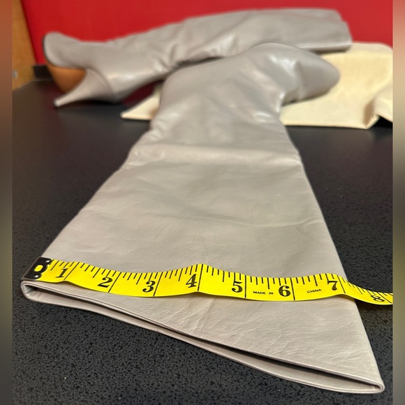 Vintage Chantal Slouch Knee Boots Gray Smooth Leather Women’s Size EU/39.5 US/8 - Picture 7 of 16